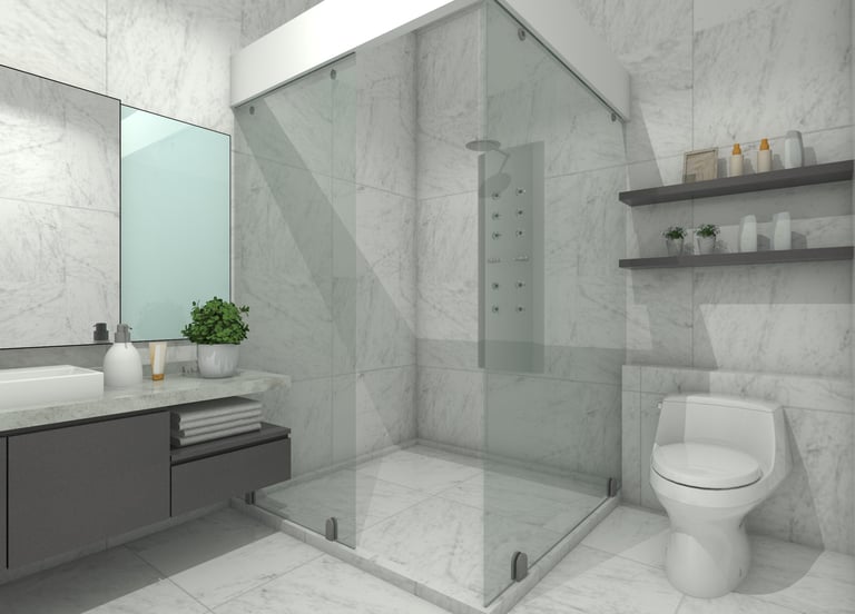 Guest bathroom remodel with modern vanity
