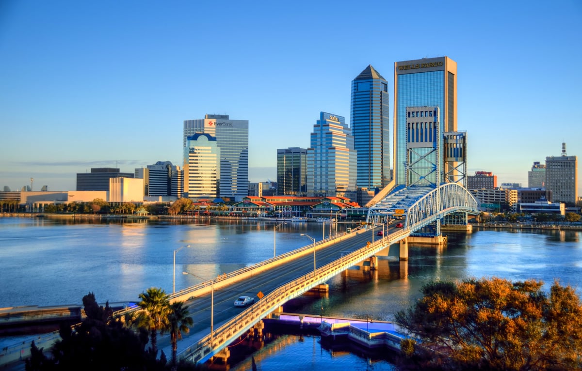 Downtown Jacksonville skyline viewed over St. Johns River